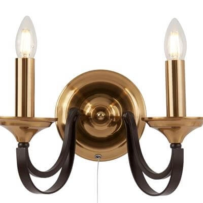 Klassieke wandlamp Belfry Brons met goud Searchlight 5053423135748