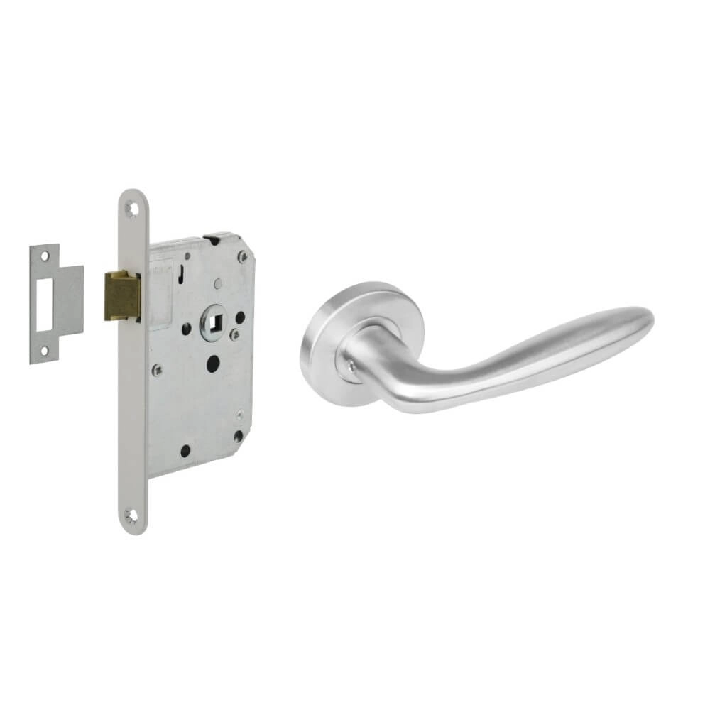 Compleet deurklinkset Jupiter RVS