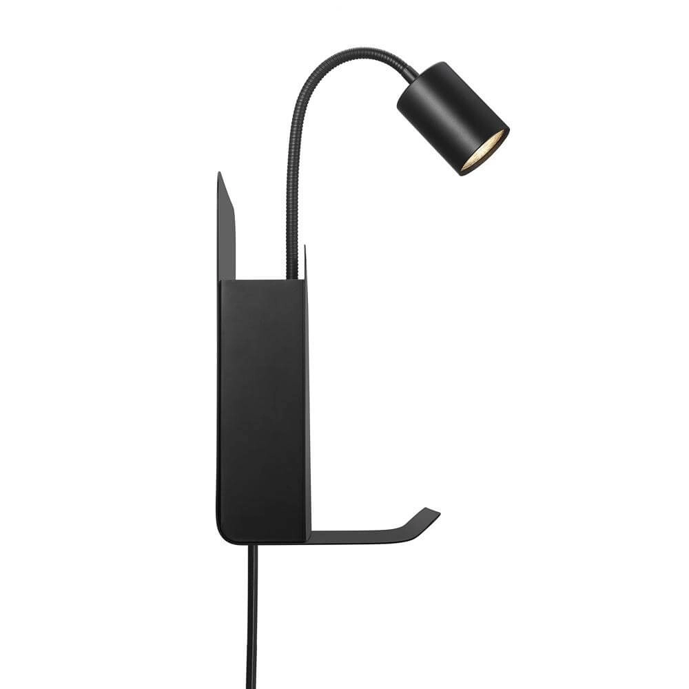 Zwarte wandlamp Roomi met usb-aansluiting Zwarte wandlamp Roomi met usb-aansluiting