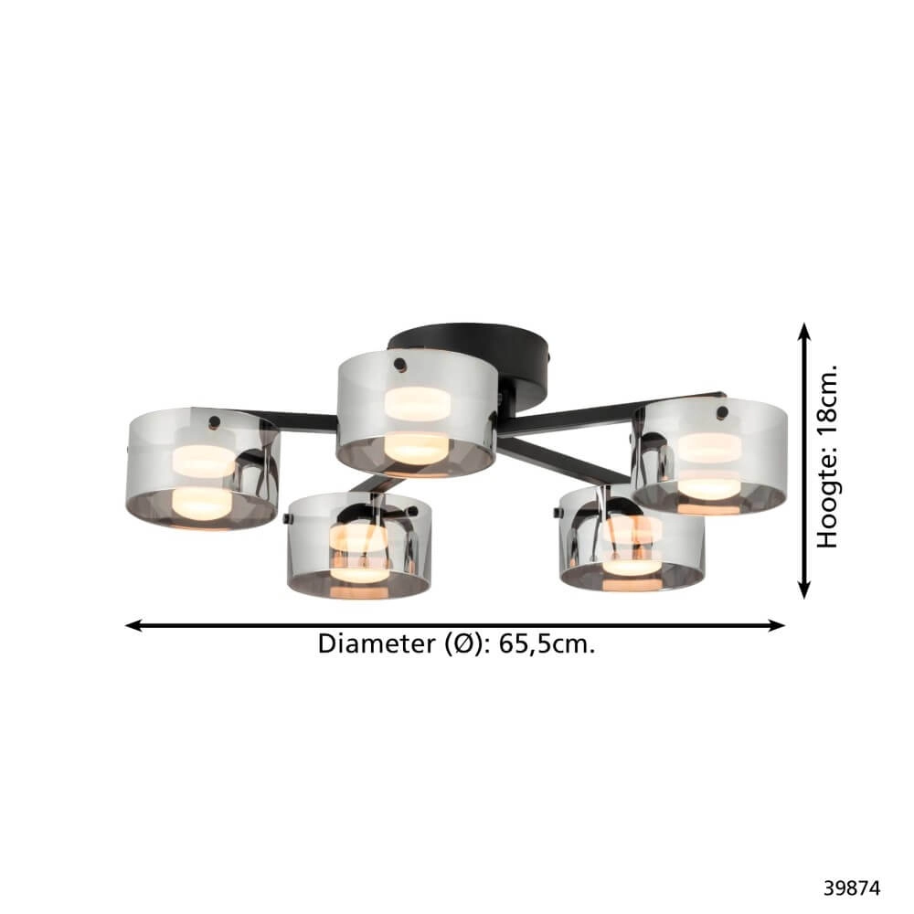 Plafondlamp met smoke glas Copillos Stars of Light 9002759398743