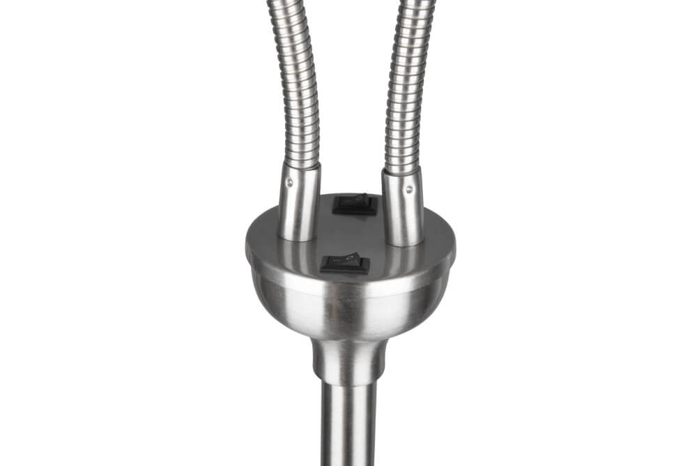 Vloerlamp Tommy 2-lichts RVS met wit Trio 4017807503036