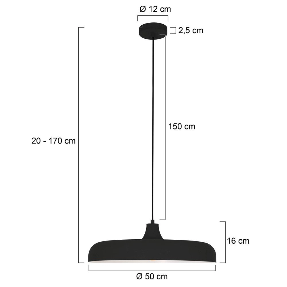 Zwarte hanglamp Krisip Ø 50cm Steinhauer 8712746132564