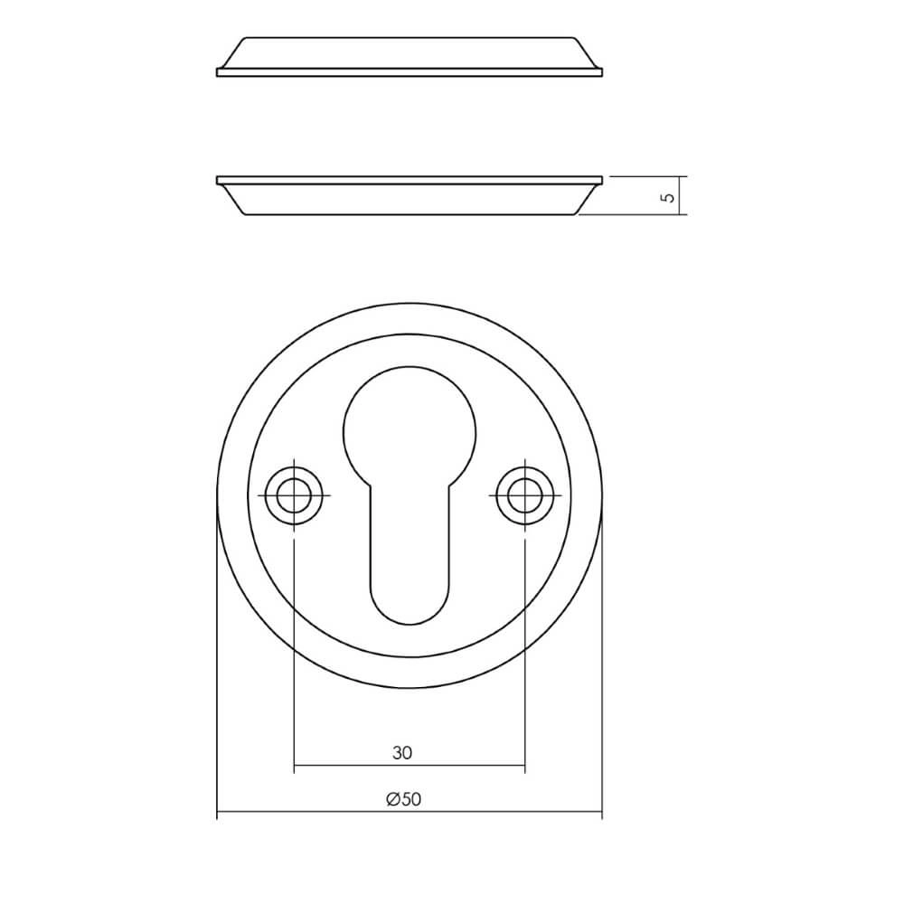 Set van 2 cilinderrozetten Tira rond zwart schroef Intersteel 8714186648544