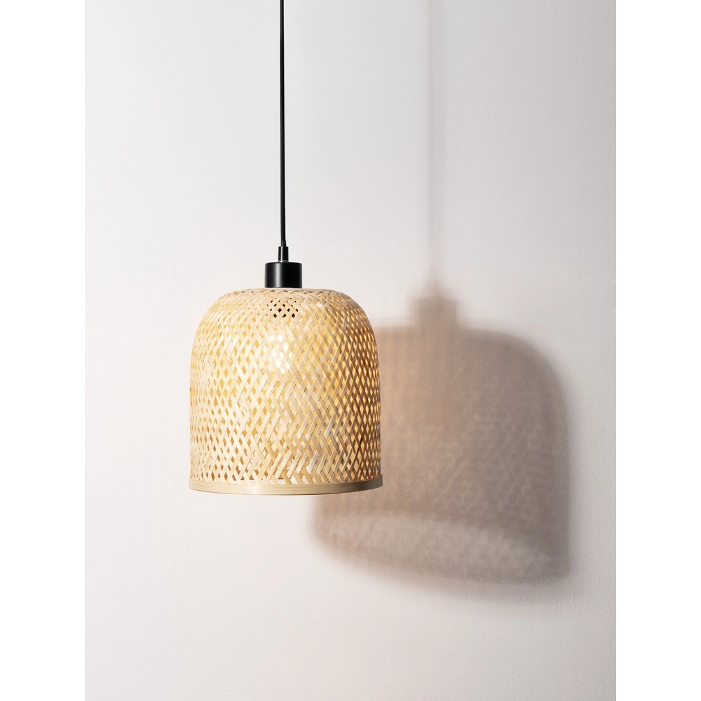 Hanglamp Intra zwart met bamboe kapje Lyora 5212017454829