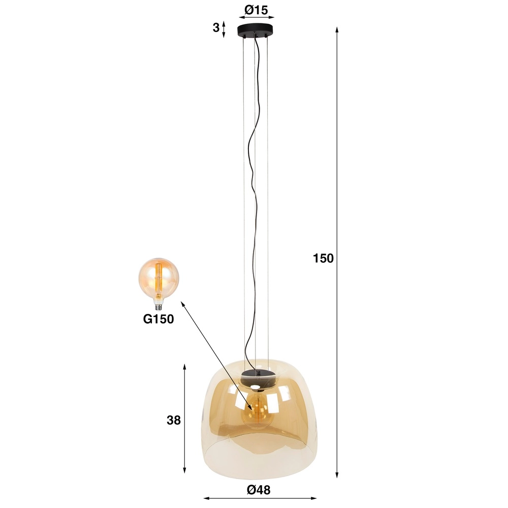 Glazen hanglamp Drift Ø 48cm - amber glas Lyora 8716803512719