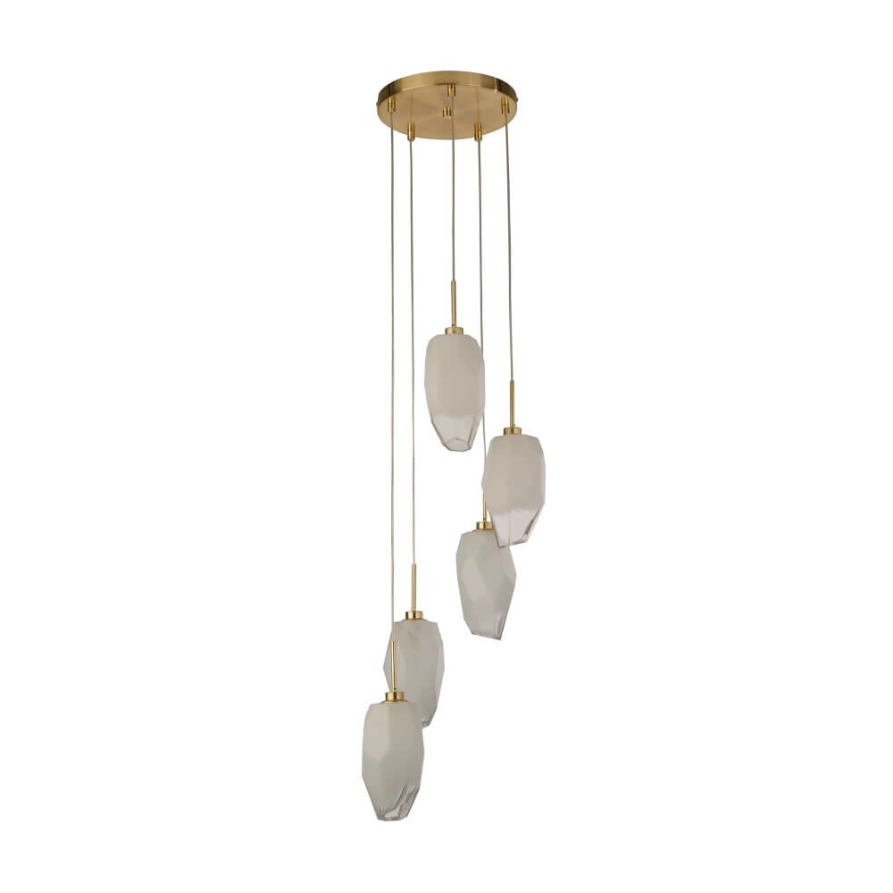 5-lichts vide hanglamp Rocky met wit glas Searchlight 5053423264233