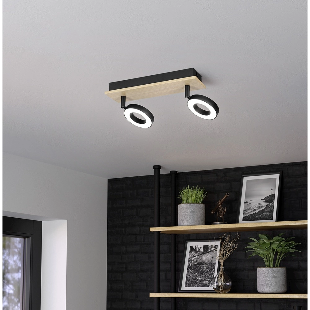Led plafondlamp Rielves 2-lichts met hout Eglo 9008606313716