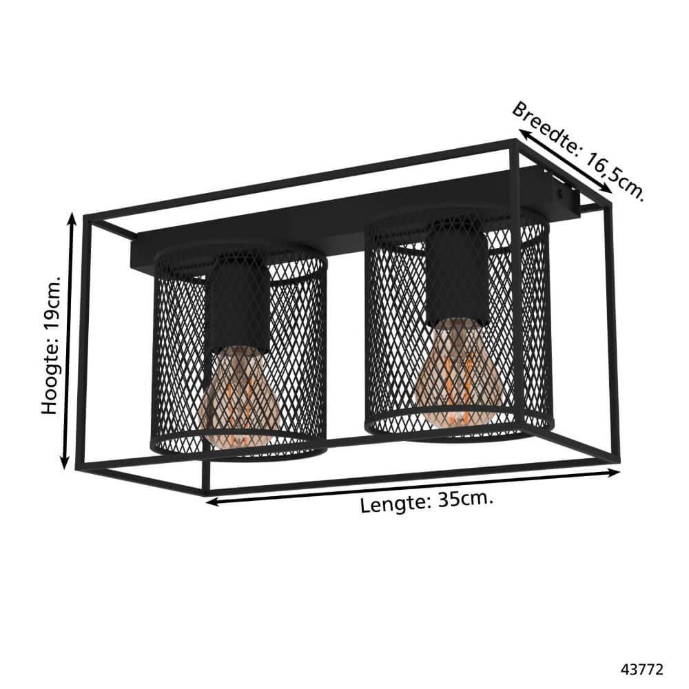 Landelijke plafondlamp Catterick 2x E27 Eglo 9002759437725