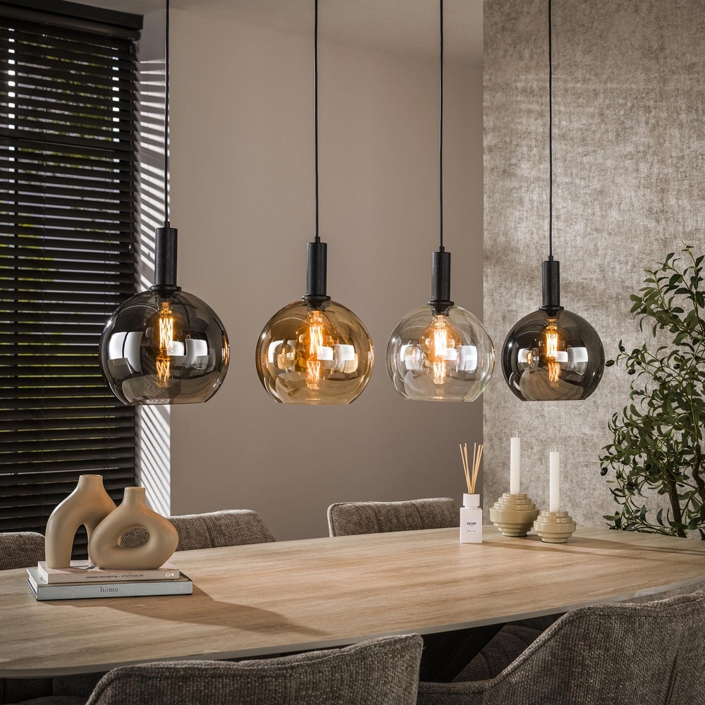 Glazen hanglamp Sfera 4x Ø 25cm - gekleurd glas