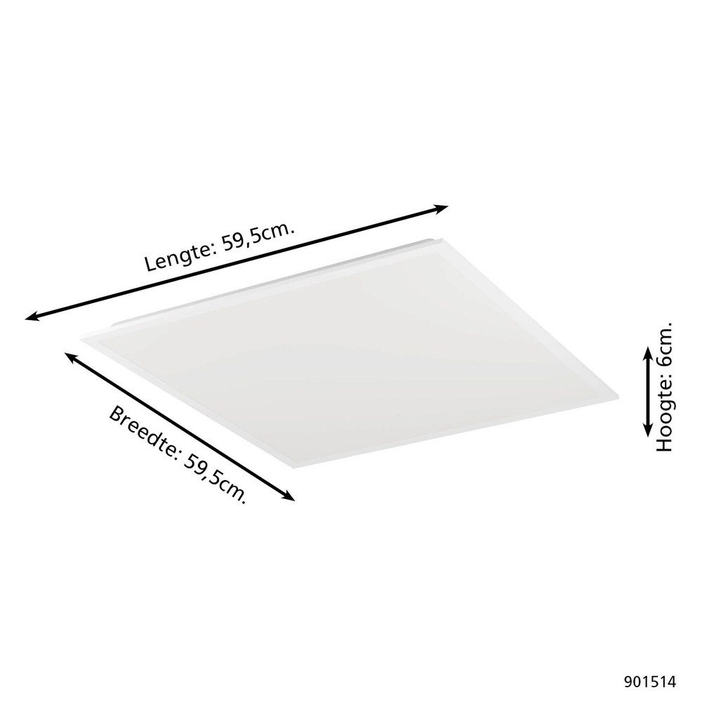 Smart plafondlamp Moradillo-Z wit vierkant 59,5cm Eglo 9008606342181