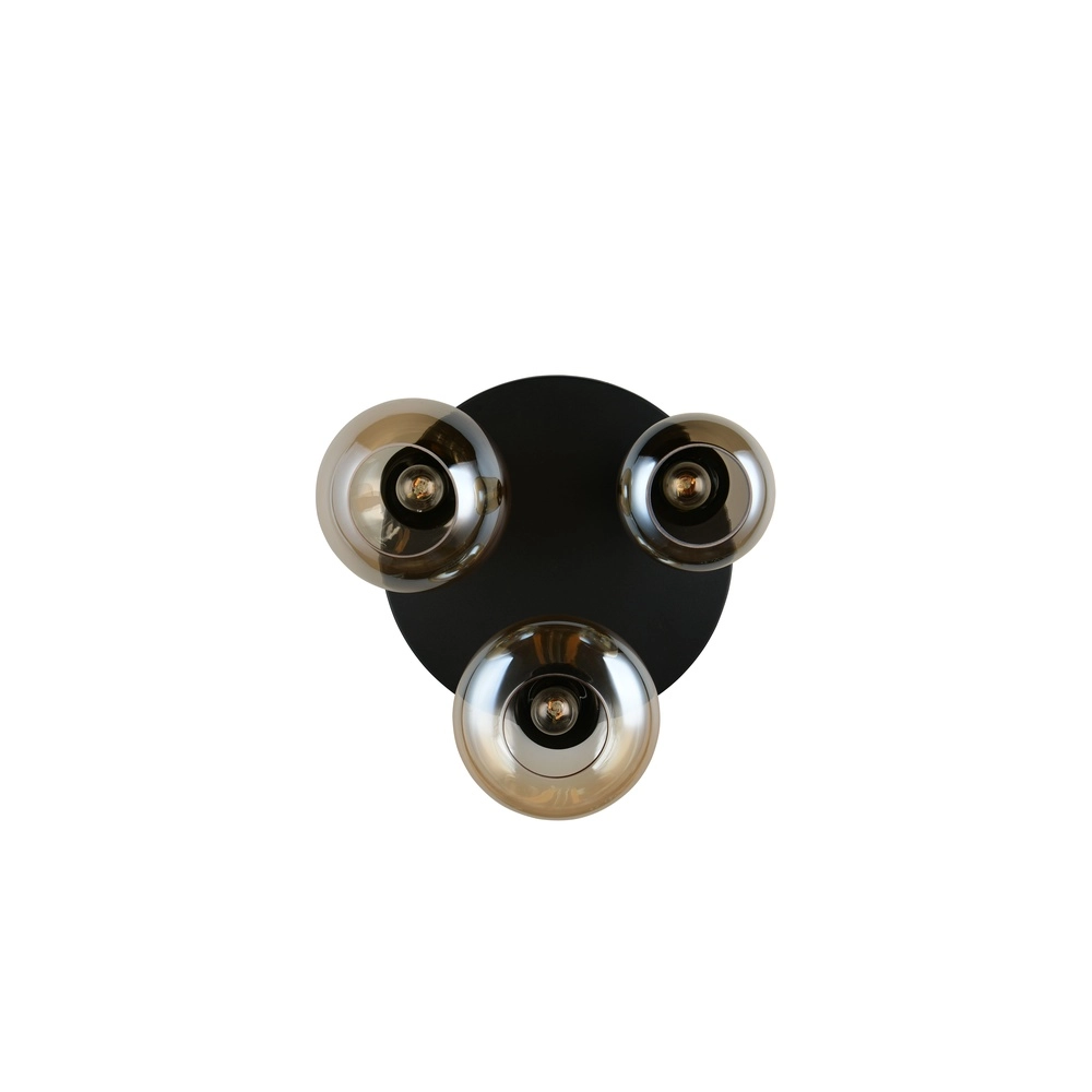 3-lichts plafondlamp Lumina zwart met amber glas Trio 4017807663150
