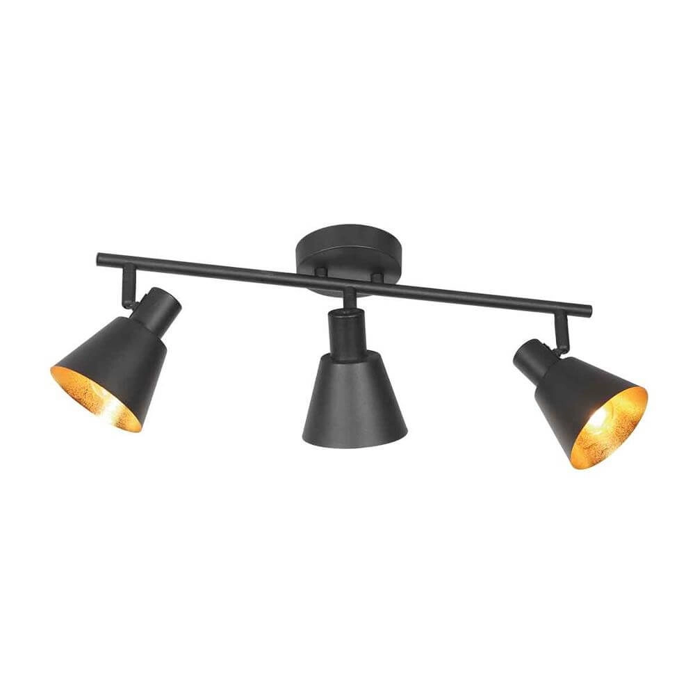 Plafondlamp Oeroe zwart met goud 3-lichts