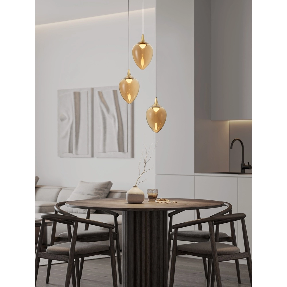 Hanglamp Nali 3-lichts amber glas Lyora 5212017477774