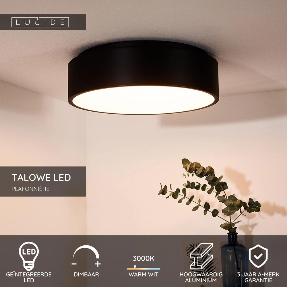 Plafonniere Talowe Led Ø 45,5cm zwart Lucide 5411212460639