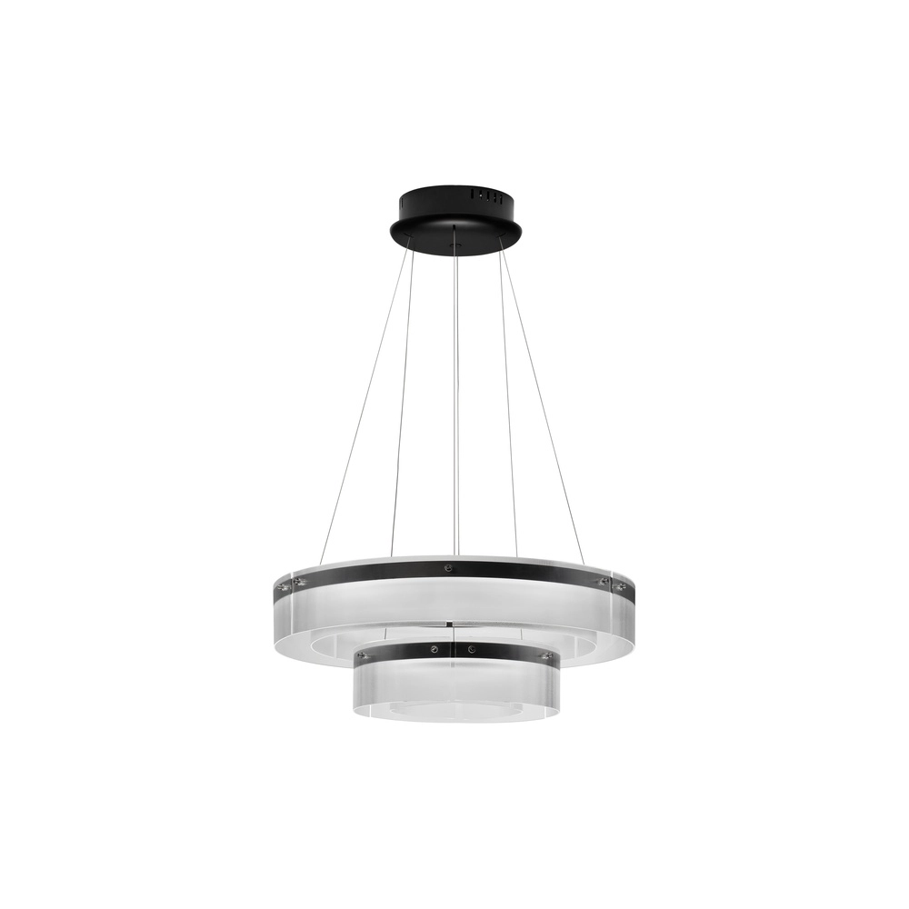 Design hanglamp Pauline dubbel zwart met glas Ø 70cm Lyora 5212017445360