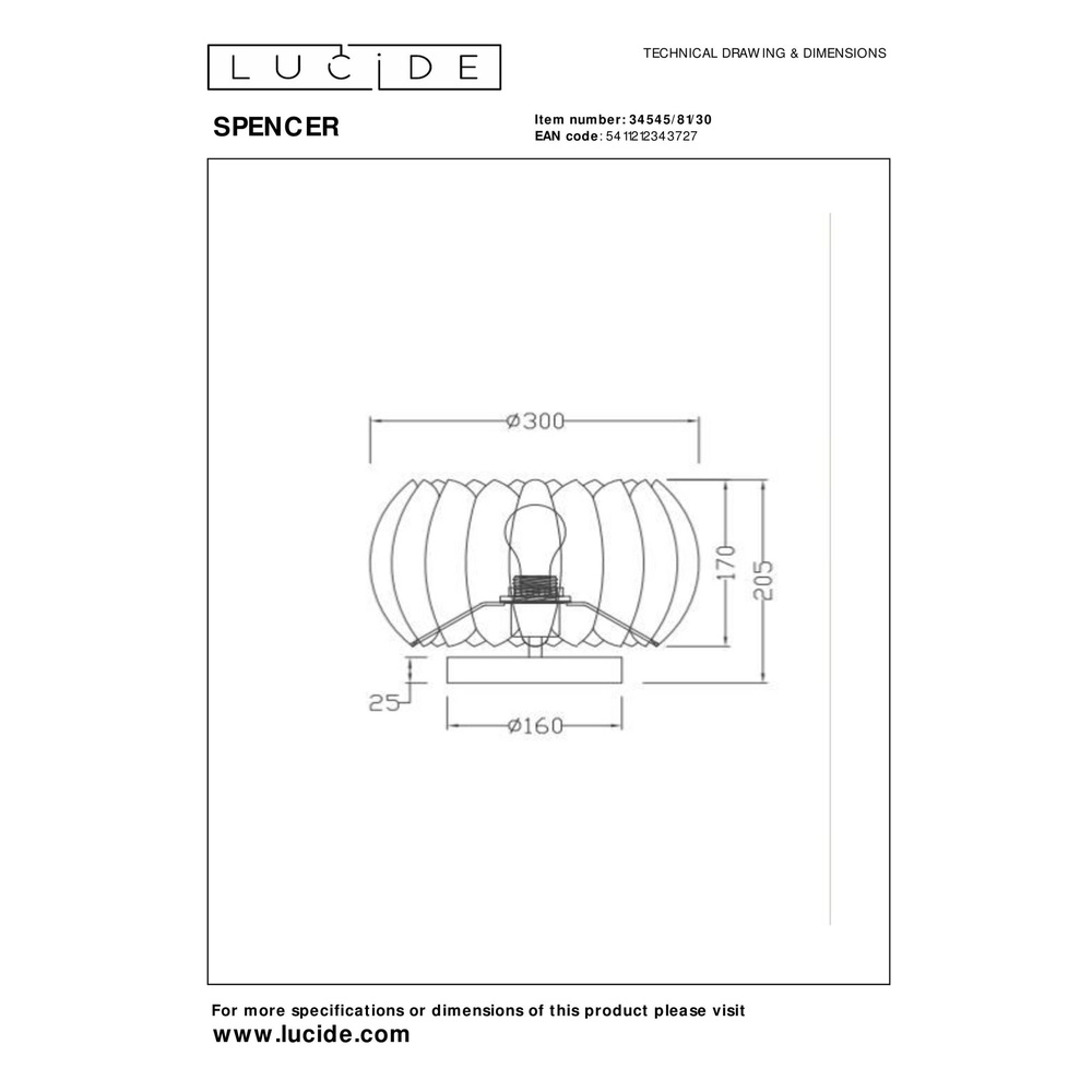 Tafellamp Spencer zwart Lucide 5411212343727