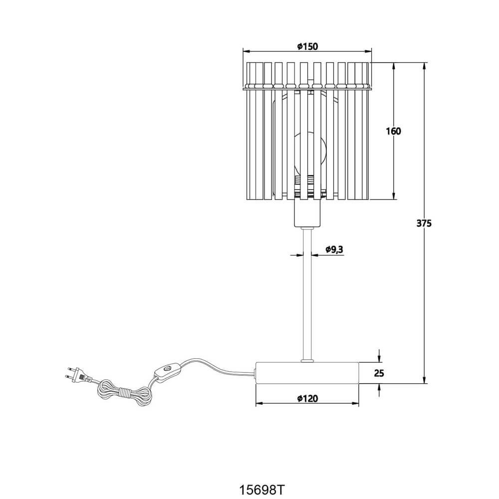 Zwarte tafellamp Gorley met smoke glas Ø 15cm Globo 9007371454181