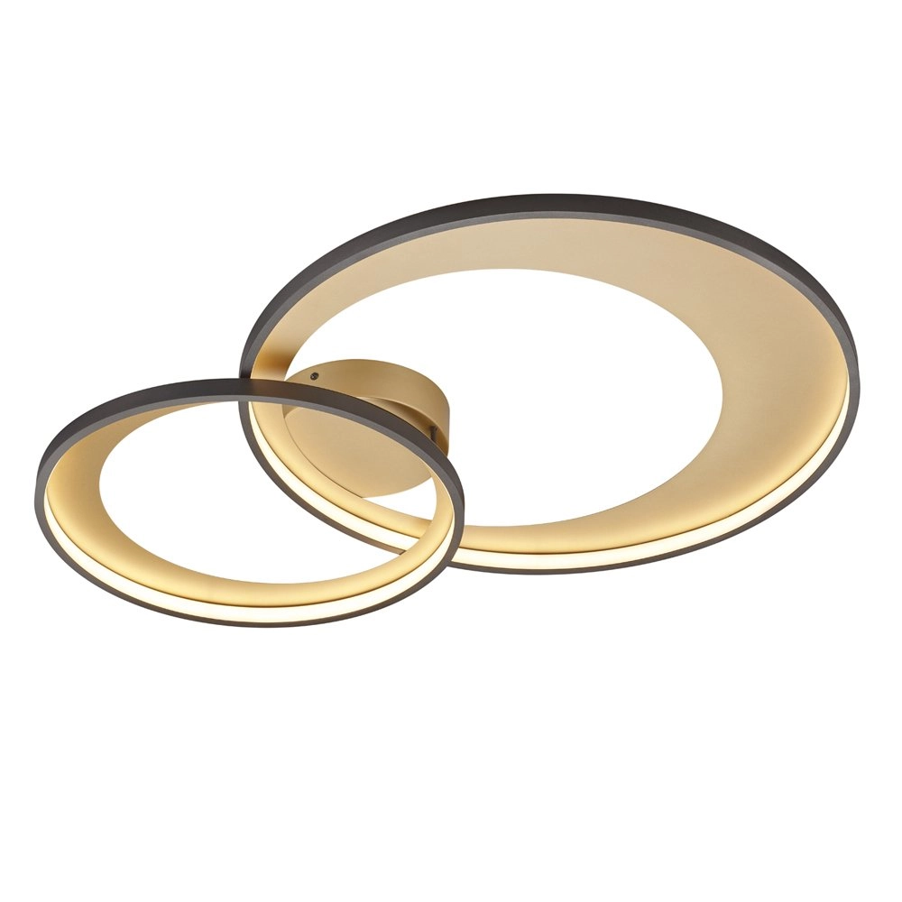 Mat zwarte plafondlamp Granada 85cm zwart met goud Trio 4017807433388