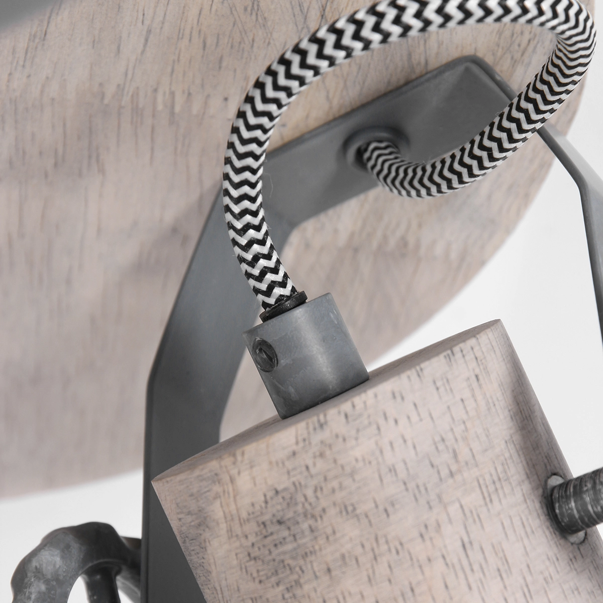 Industriële plafondlamp Gearwood 3-lichts vintage grijs met hout Steinhauer 8712746135404