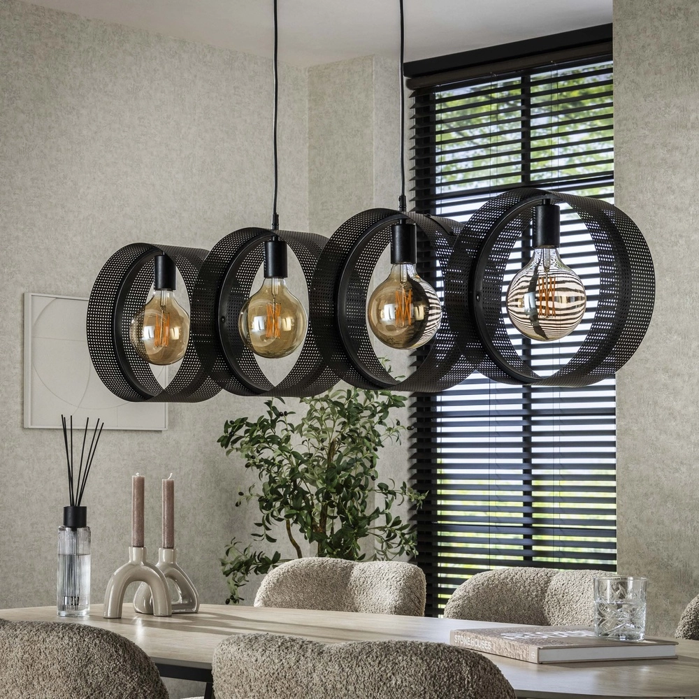 Landelijke hanglamp Ring charcoal - 4x E27 Lyora 8716803510982