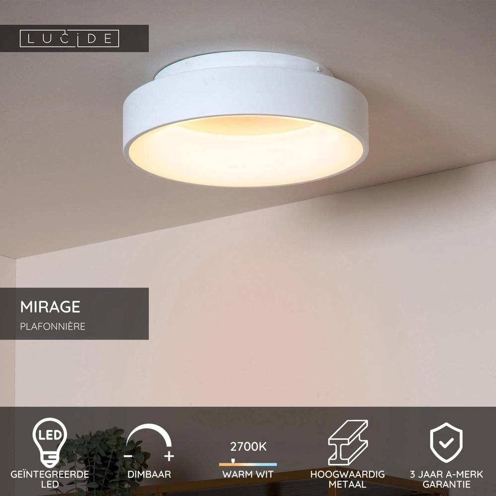 Plafondlamp Mirage Ø 38cm wit Lucide 5411212361219