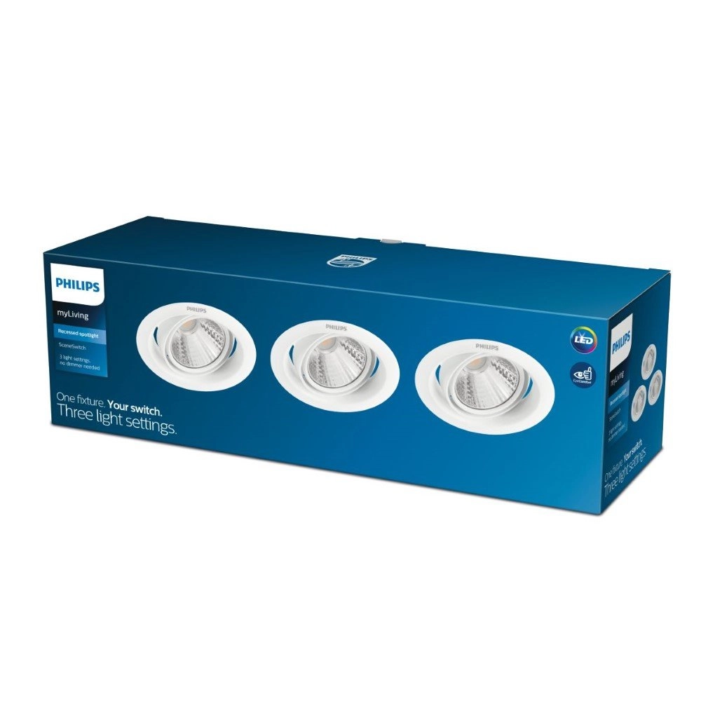 Set van 3 inbouwspots Pomeron 7W - 2700K Philips 8719514258068