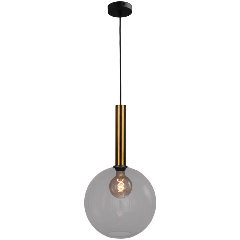 Hanglamp Ø 30cm Bella 2 Antiek messing met smoke glas