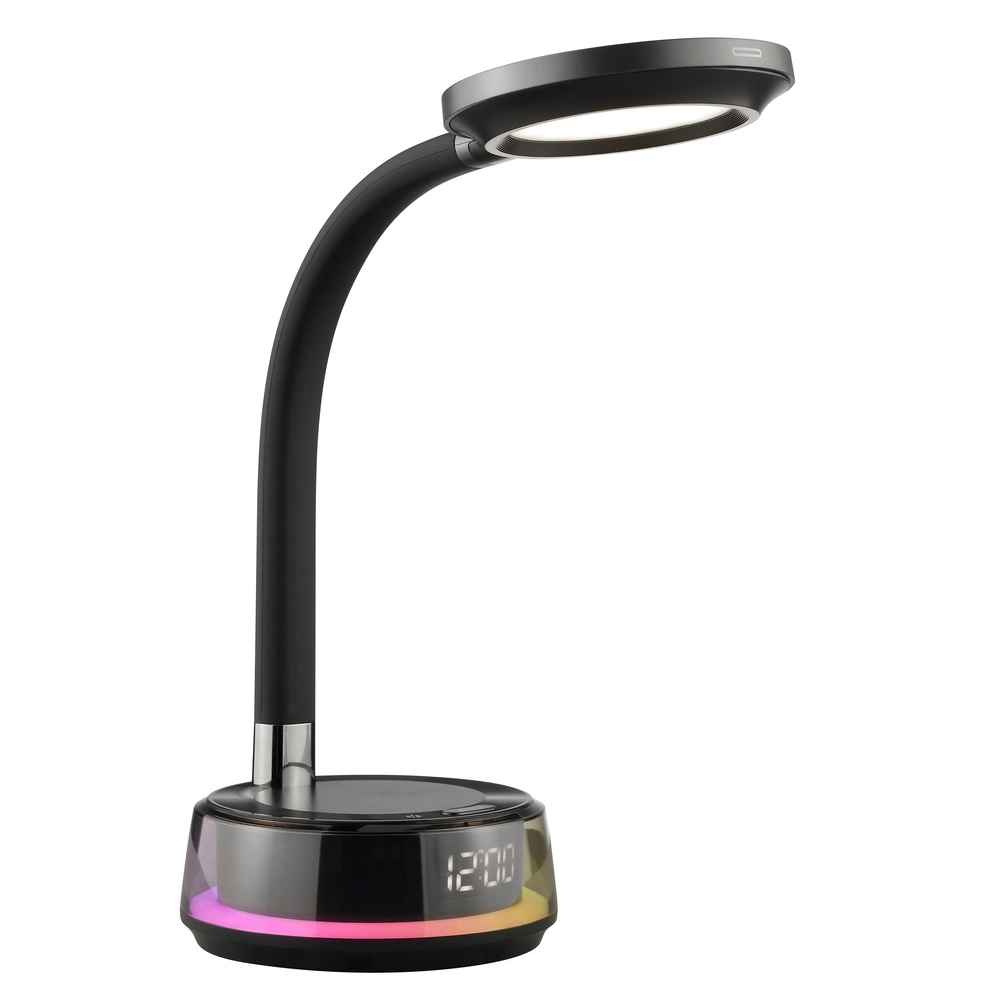 Bureaulamp Moonglow zwart met klok