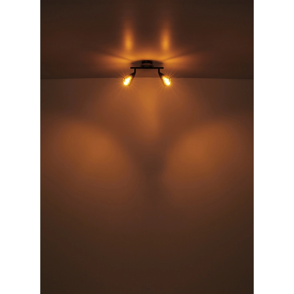2-lichts plafondlamp Mubby zwart met houtlook Globo 9007371445868