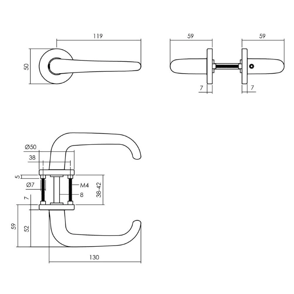 Deurklink Cue aluminium zwart Ø 5cm Intersteel 8714186505274