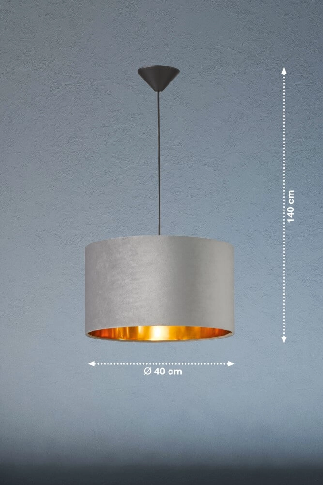 Hanglamp Aura grijs velvet Fischer & Honsel 4003694600835