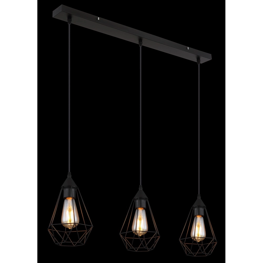 3-lichts hanglamp Zachary zwart Globo 9007371447909