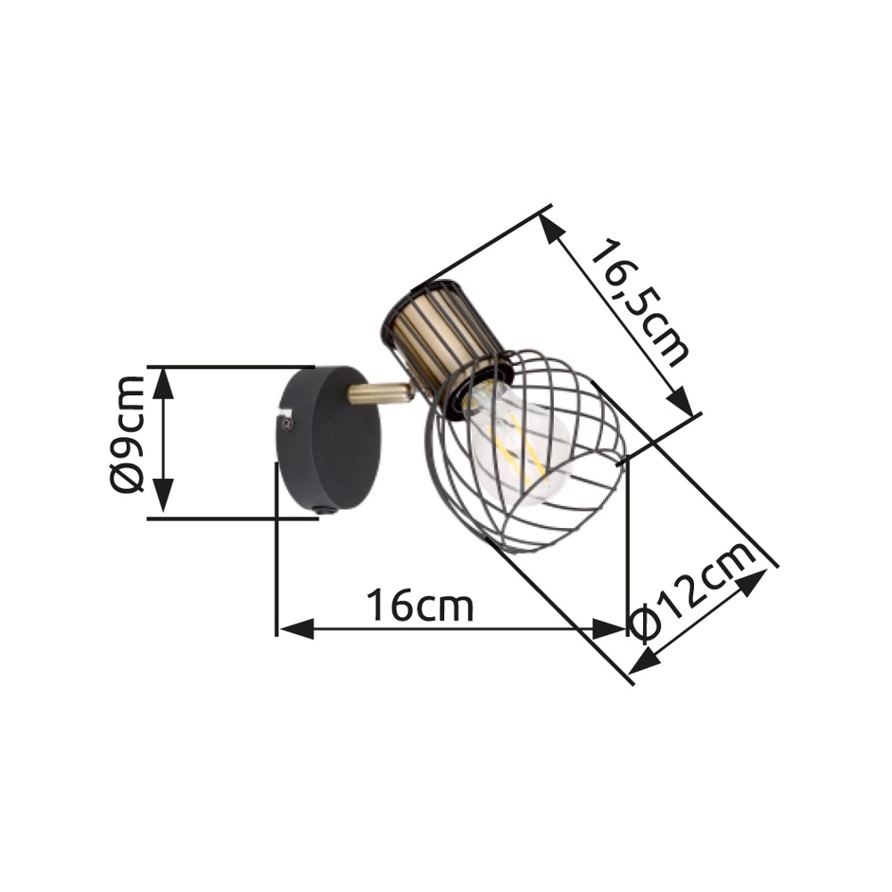 Wandlamp Argusto zwart Globo 9007371387717