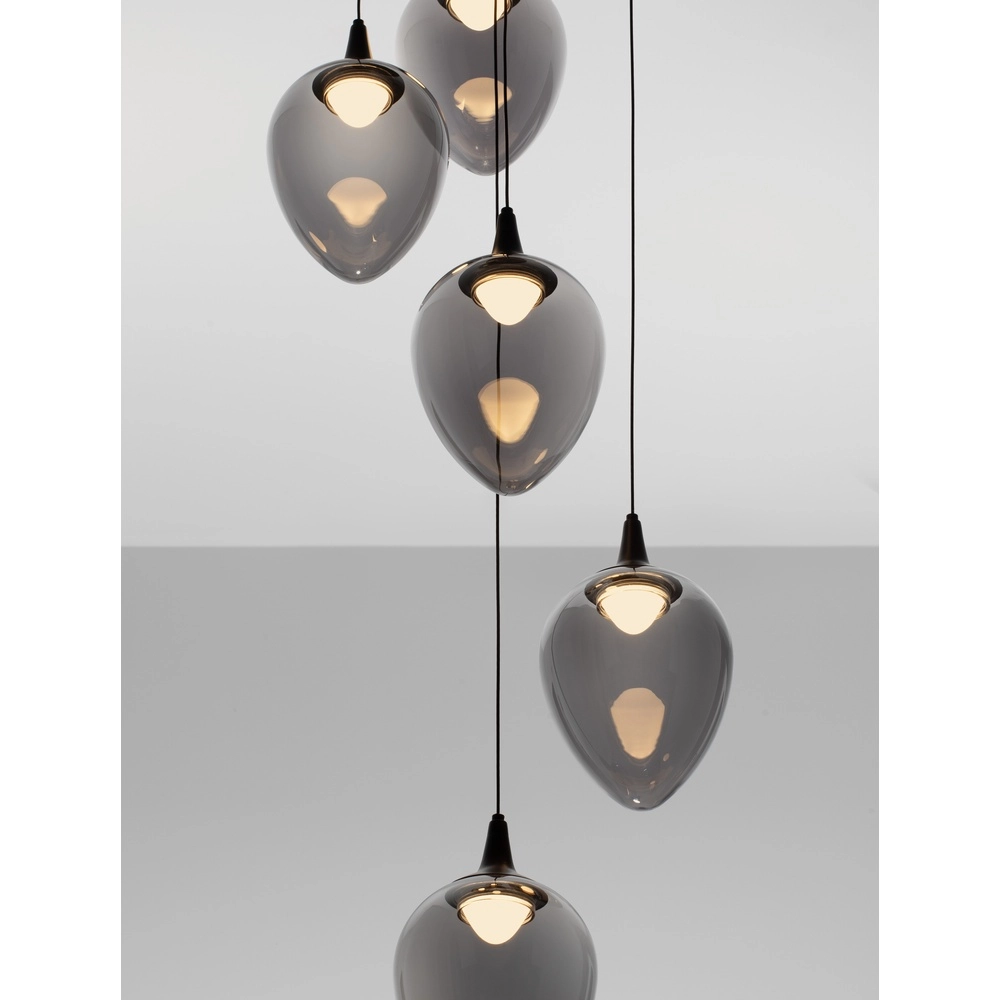 Hanglamp Nali 5-lichts smoke glas