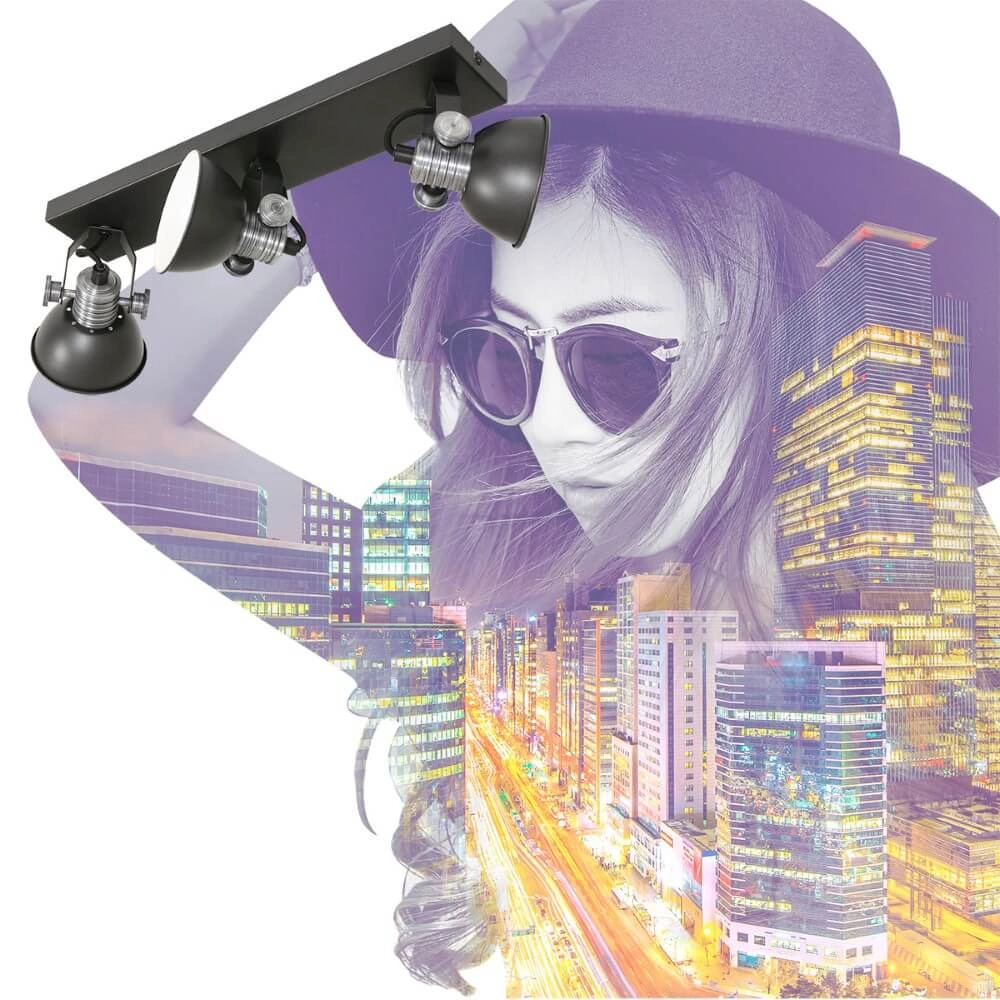 Zwarte opbouwspot Brooklyn 3-lichts Steinhauer 8712746127911