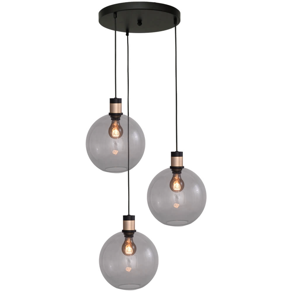 Vide hanglamp Lazise 2 3x Ø 25cm goud met zwart Vide hanglamp Lazise 2 3x Ø 25cm goud met zwart
