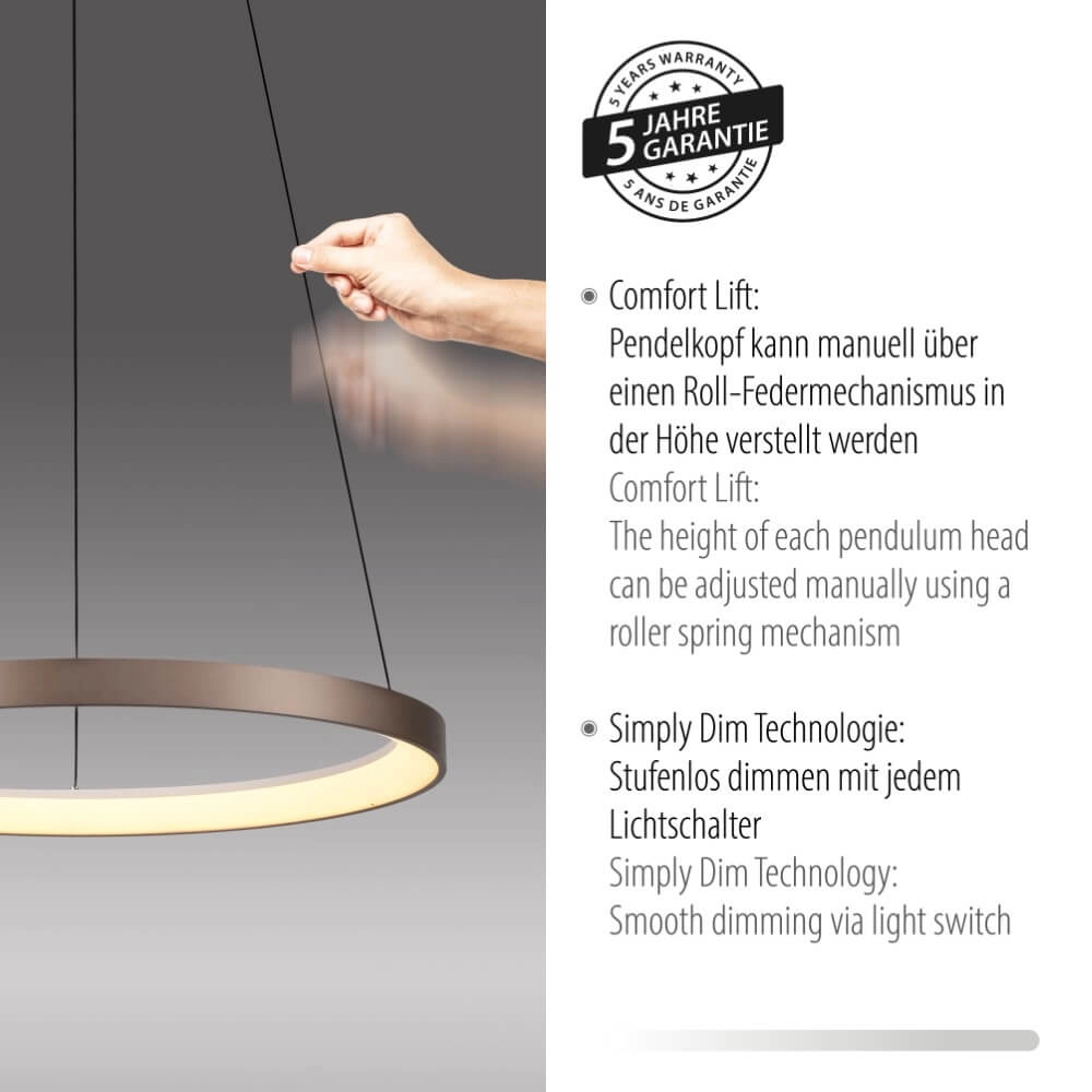 Ronde hanglamp Hoop bruin Paul Neuhaus 4012248384701