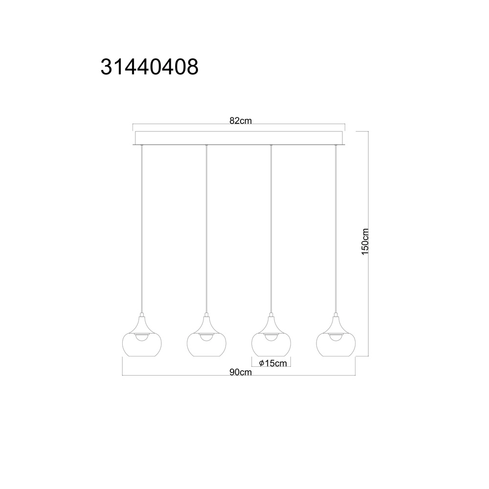 Design hanglamp Lui 4-lichts zwart Globo 9007371589609