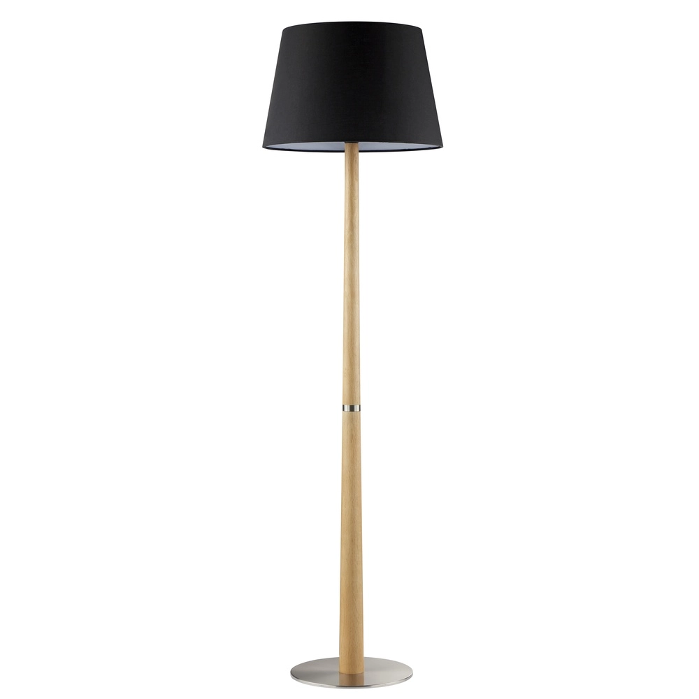 Vloerlamp Timber hout met zwarte kap Brilliant 4004353464904