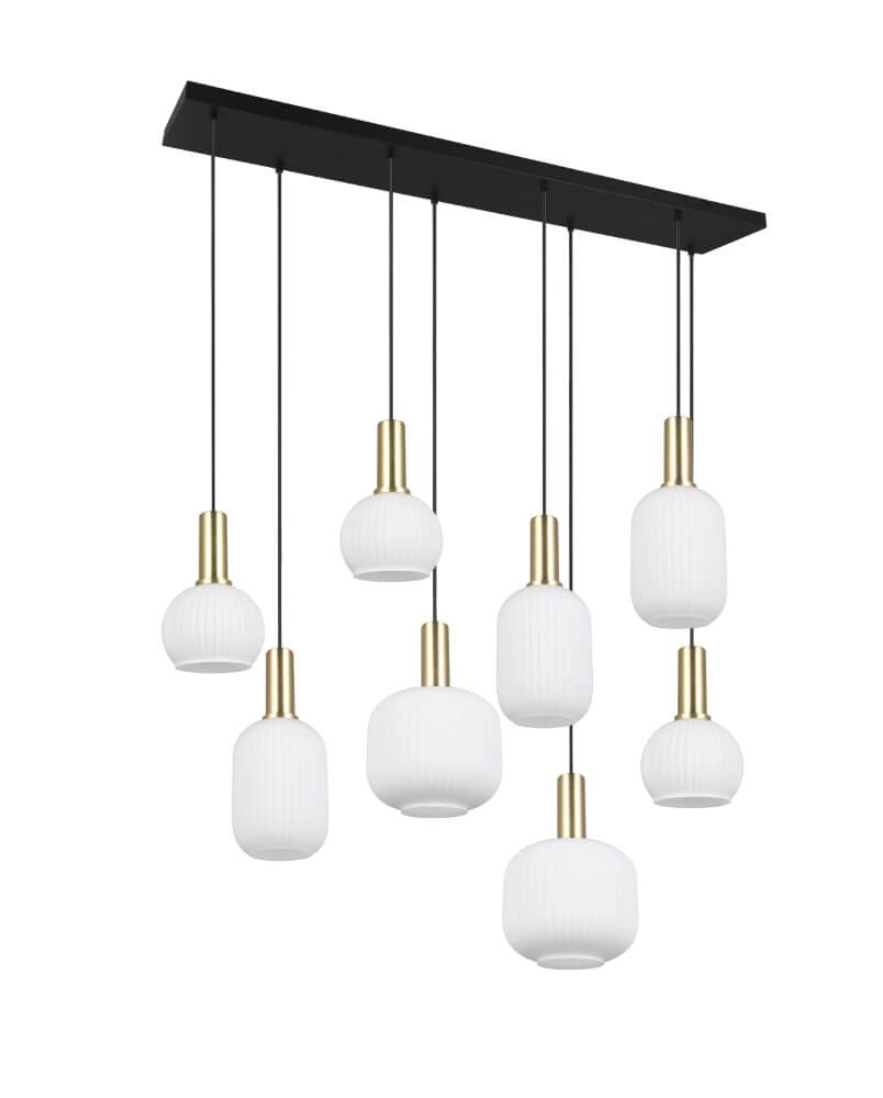 Eetkamer hanglamp Diva 8-lichts - wit glas Trio 4017807614527