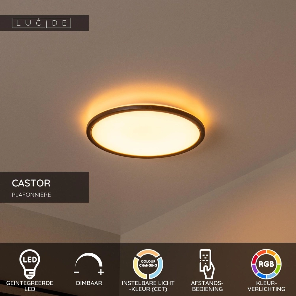 Plafonniere Castor zwart met wit Ø 32cm Lucide 5411212071804