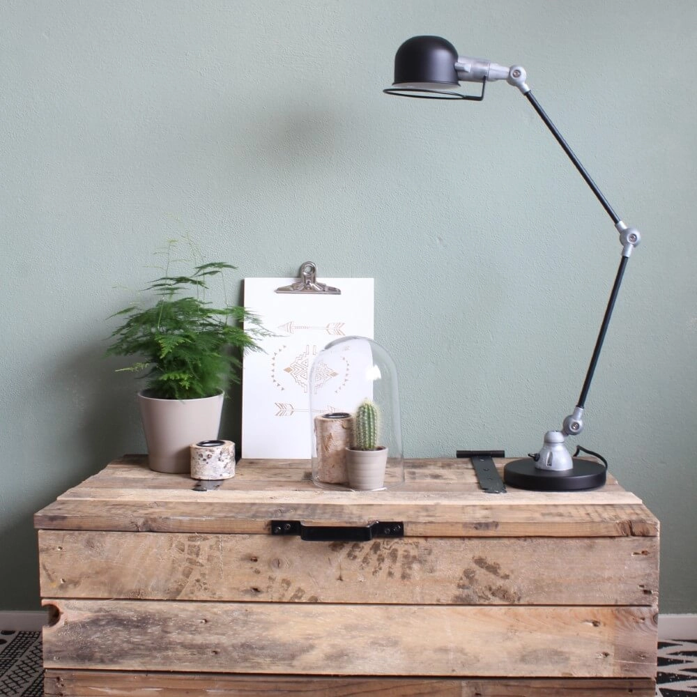 Landelijke bureaulamp Davin zwart met vintage grijs Steinhauer 8712746102017
