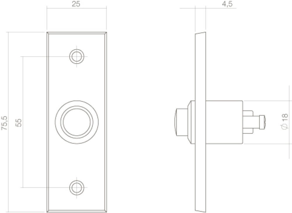 Rechthoekige deurbel Chimea messing getrommeld Intersteel 8714186119709
