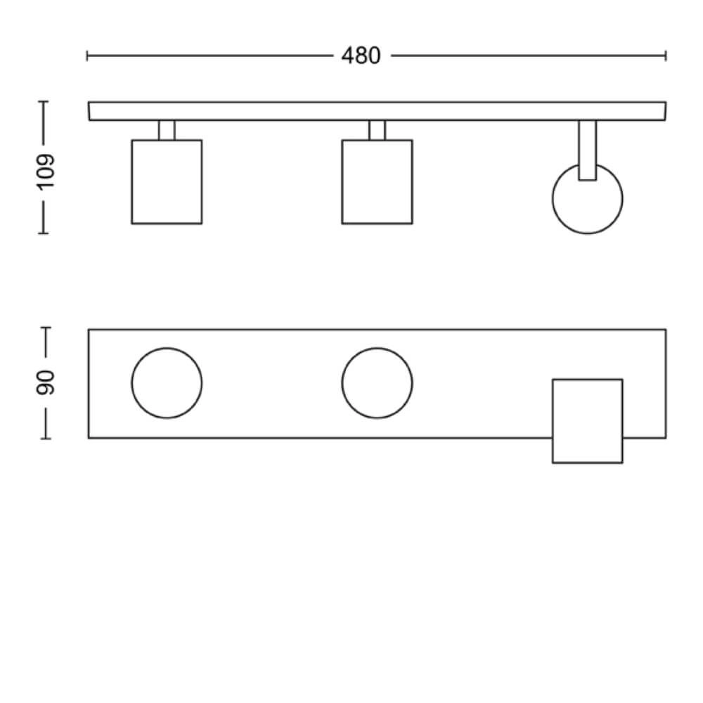 Zwarte plafondspot Runner 3-lichts Philips 8719514435339