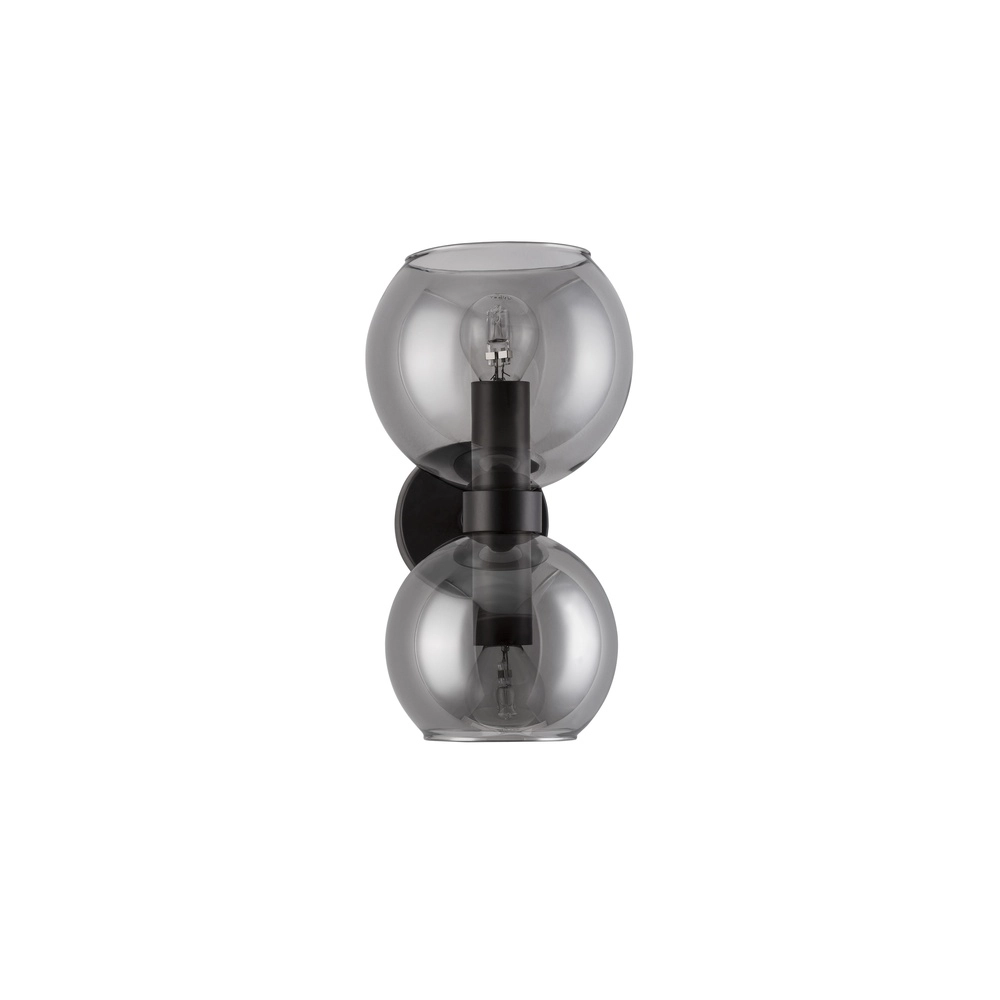 Wandlamp Palmer zwart met smoke glas Lyora 5212017430939