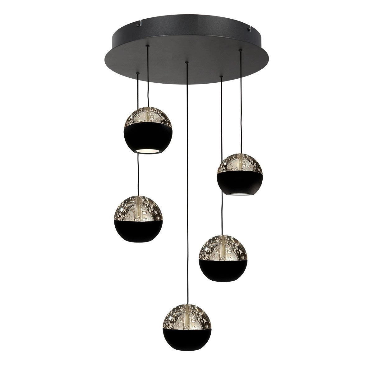 5-licht vide hanglamp Belluno led - zwart met glas Steinhauer 8712746183887