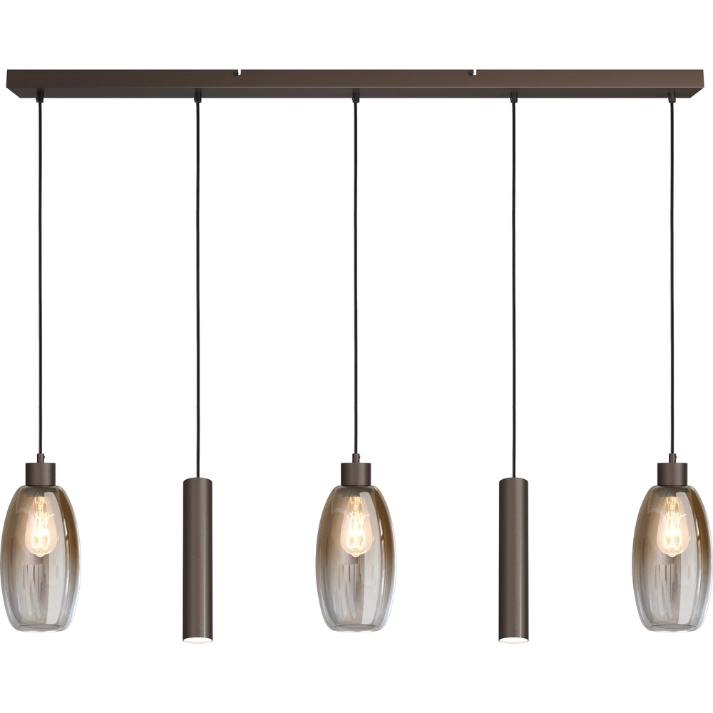Glazen hanglamp Olive 3x Ø 12,5cm - 2x Run pendel - cacao