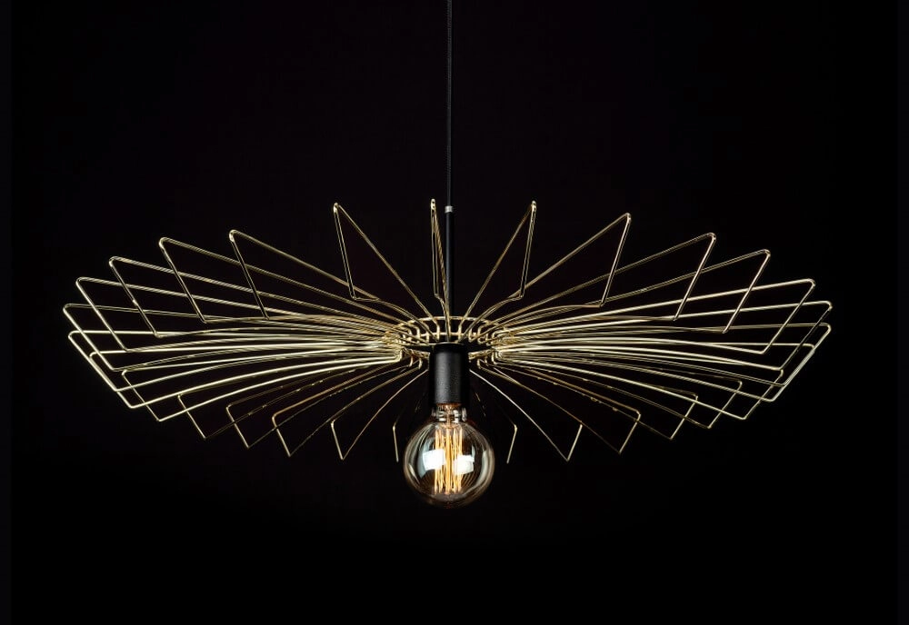 Gouden draadlamp Umbrella Ø 78cm Lyora 5903139887496