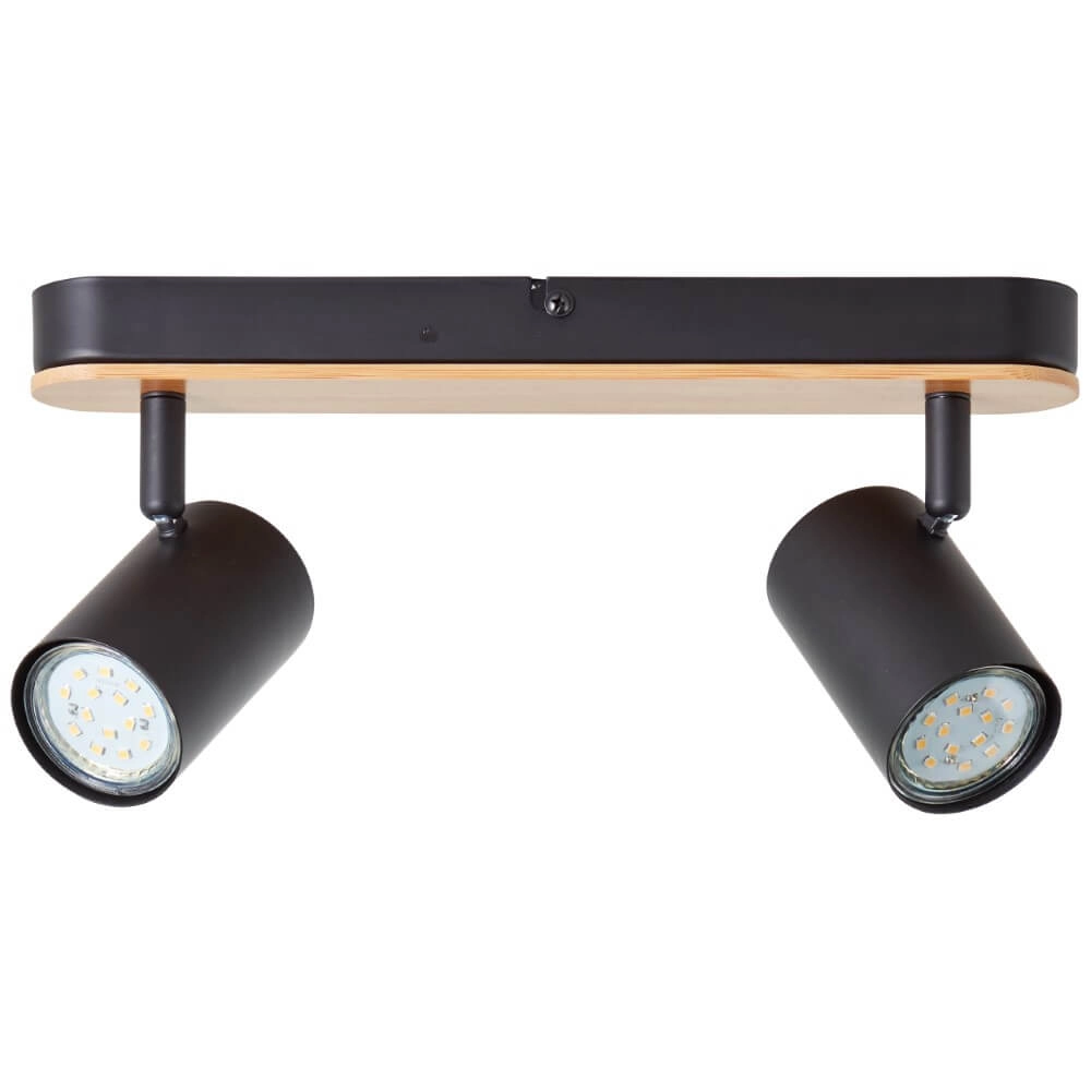 Plafondlamp Niels zwart met hout Brilliant 4004353410208