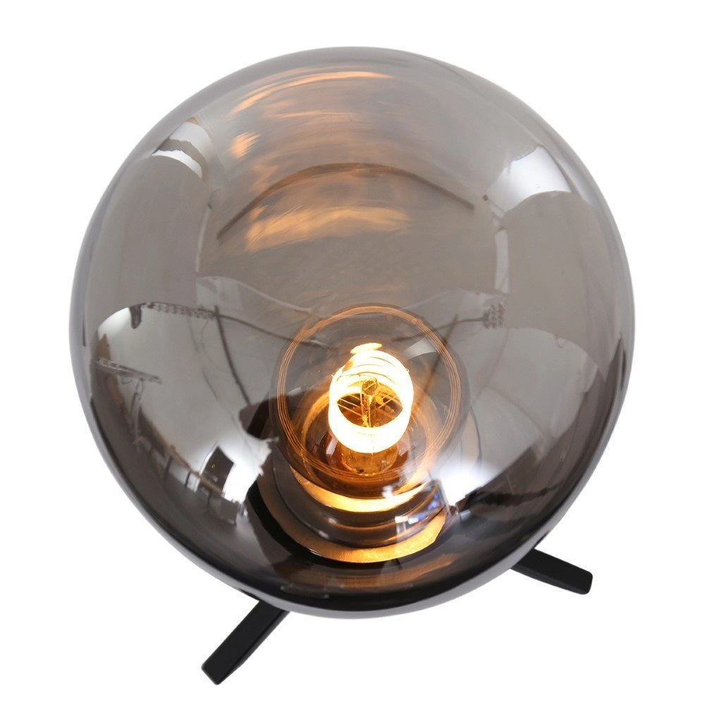 Glazen tafellamp Reflexion 15cm zwart met smoke glas Steinhauer 8712746132618